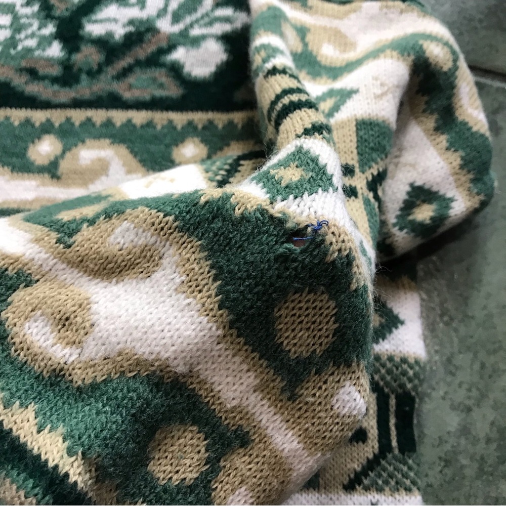 Vtg 80s Retro Abstract Leaf Print Patterned Sweat… - image 4